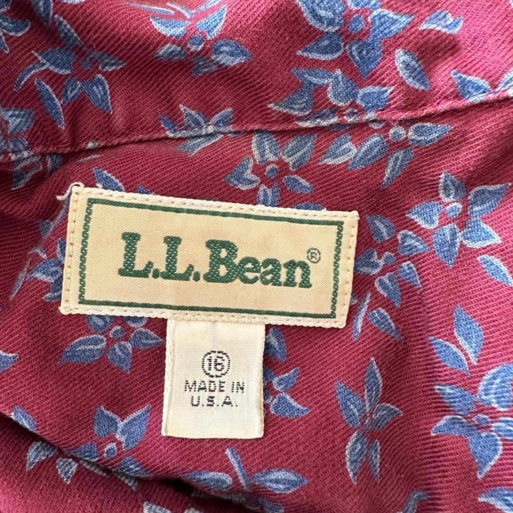 *L.L. BEAN* Burgundy x Purple Floral Button Down Size 16 - Picture 6 of 7